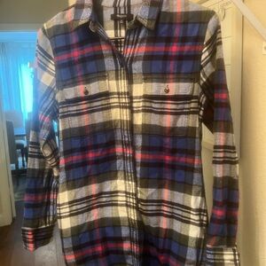 Madewell Blue and Red Plaid Flannel Shirt with pockets